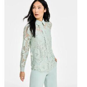 Women's Collared Lace Button-Front Shirt